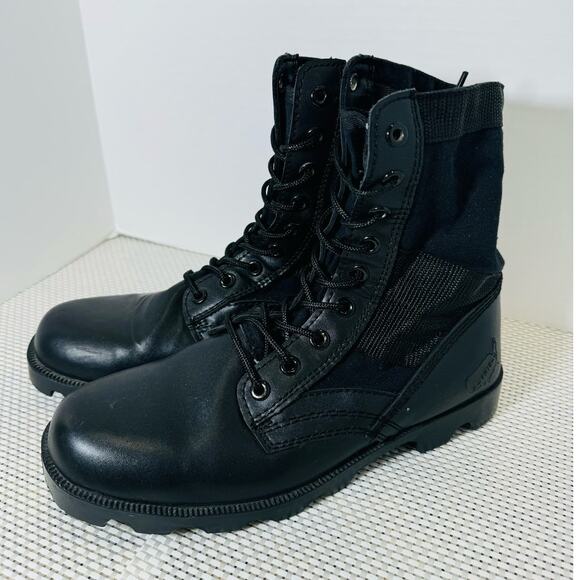 Military Tactical All Black Combat Boots Mens Size 9R Outdoor Training Shoes - Picture 5 of 15